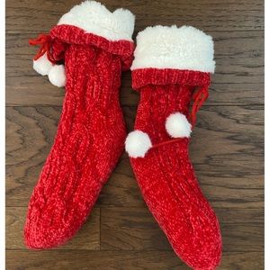 Women’s Fuzzy Santa Slipper Socks Holiday Christmas